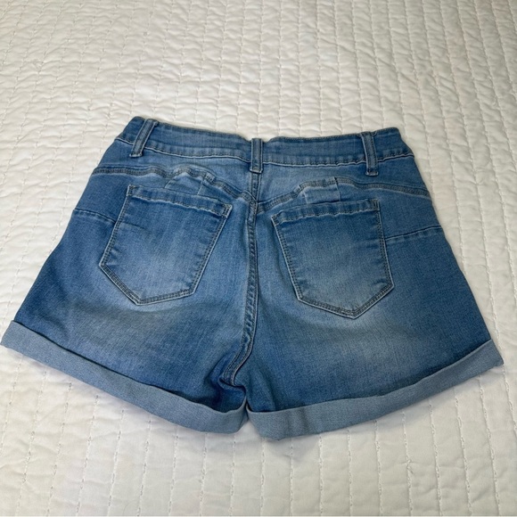 Wax Jean Butt, I Love You Light Blue Denim Women's Shorts - Picture 9 of 10